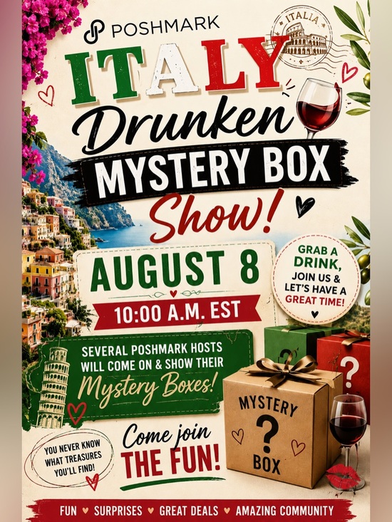 Other - 🇮🇹🍷 Poshmark Italy Drunken Mystery Box Show Starts at 10 am EST on Aug 8, 2026
